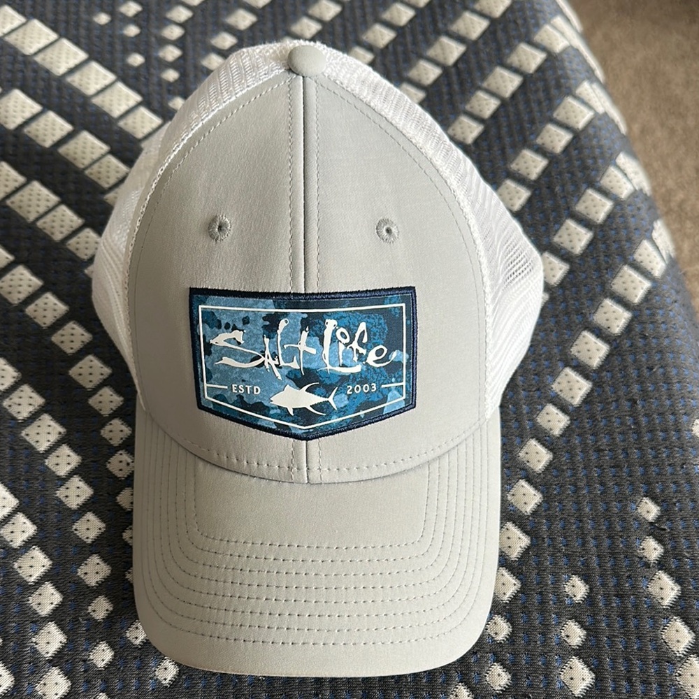 Salt Life Gray White Trucker Hat